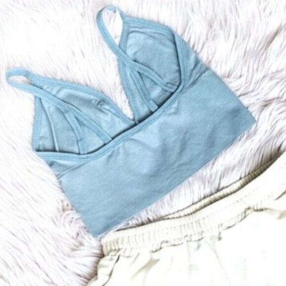 Popular Tik Tok Deep V Ribbed Semi Crop Bralette top - Picture 4 of 6